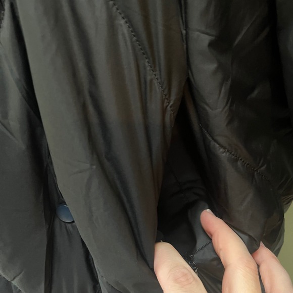 Lattelier Women's XL Black Puffer Coat Hooded Long Down Fill Winter Warm - Picture 5 of 8